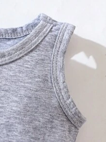 Baby Boy 3pcs Summer Casual Solid Color Sleeveless Romper
