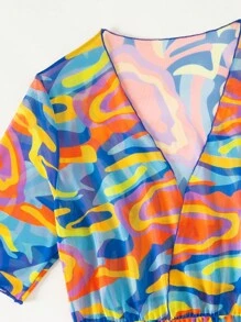 滿版印花掛脖三角杯比基尼泳裝附罩衫