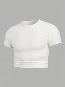 FeverCity Men Solid Crop Tee - Beige - View 1