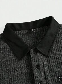 Manfinity VCAY Men Contrast Collar Polo Shirt - Dark Grey - View 4