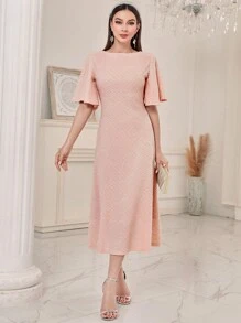 Modelyn Solid Butterfly Sleeve Dress - Pink - View 3