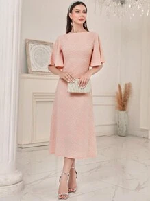 Modelyn Solid Butterfly Sleeve Dress - Pink - View 4