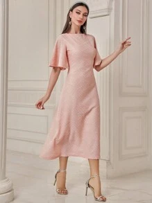 Modelyn Solid Butterfly Sleeve Dress - Pink - View 5