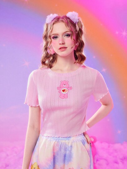 ROMWE X Care Bears Cartoon Graphic Lettuce Trim Tee