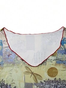 SHEIN LUNE 大碼撞色拼接圖案上衣車縫線T恤 - 彩色 - 查看 3