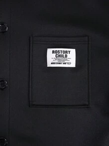 Manfinity Homme Loose Fit Men's Drop Shoulder Coat With Letter Patches And Dual Pockets - Black - View 3