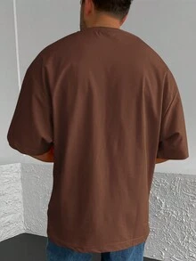 Manfinity RSRT Men Coconut Tree & Slogan Graphic Tee - Coffee Brown - View 2