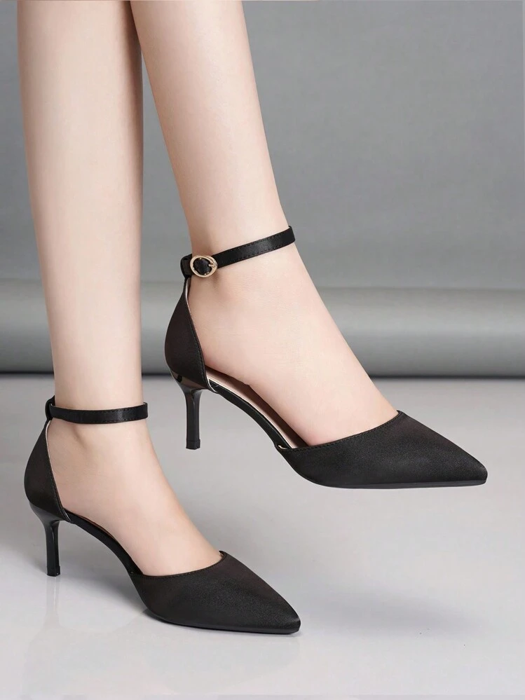 Elegant Ankle Wrap Women's High Heel Shoes - Black - View 1