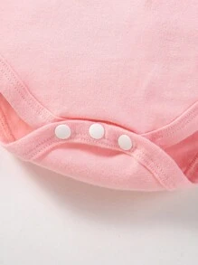 SHEIN 女嬰獨角獸印花撞色滾邊包腳連體睡衣和連體衣和睡袋睡衣套裝 - 彩色 - 查看 4