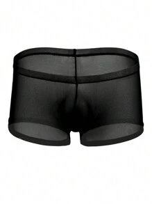 Calzoncillos bóxer transparentes y lisos, ropa interior sexy para hombres - Negro - Ver 1