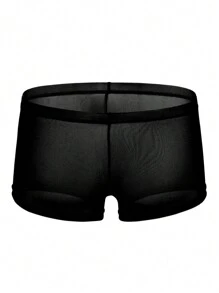 Calzoncillos bóxer transparentes y lisos, ropa interior sexy para hombres - Negro - Ver 2