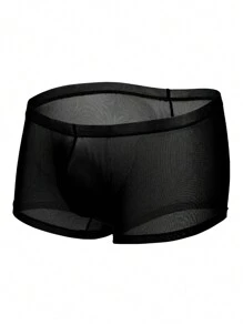Calzoncillos bóxer transparentes y lisos, ropa interior sexy para hombres - Negro - Ver 3