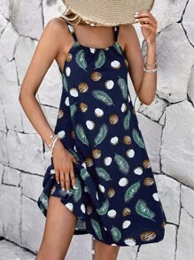 RueChic Coconut Print Cami Dress - Multicolor - View 1