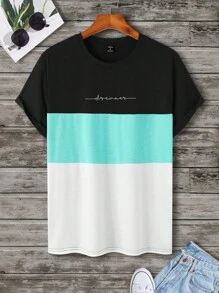 Manfinity Homme 男士字母圖案撞色T恤 - 彩色 - 查看 5