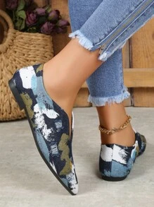 Giày bệt mũi nhọn màu tương phản thu/đông, giày bệt nhiều màu cho nữ - Nhiều màu - Xem 3