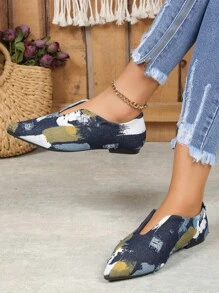 Giày bệt mũi nhọn màu tương phản thu/đông, giày bệt nhiều màu cho nữ - Nhiều màu - Xem 4