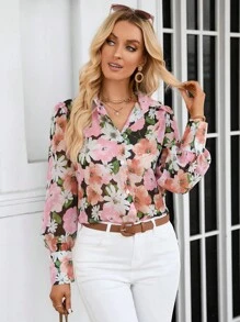 SHEIN Clasi Chemise Imprimé Floral À Bouton