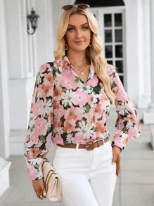SHEIN Clasi Chemise Imprimé Floral À Bouton