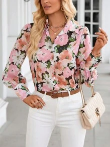 SHEIN Clasi Chemise Imprimé Floral À Bouton