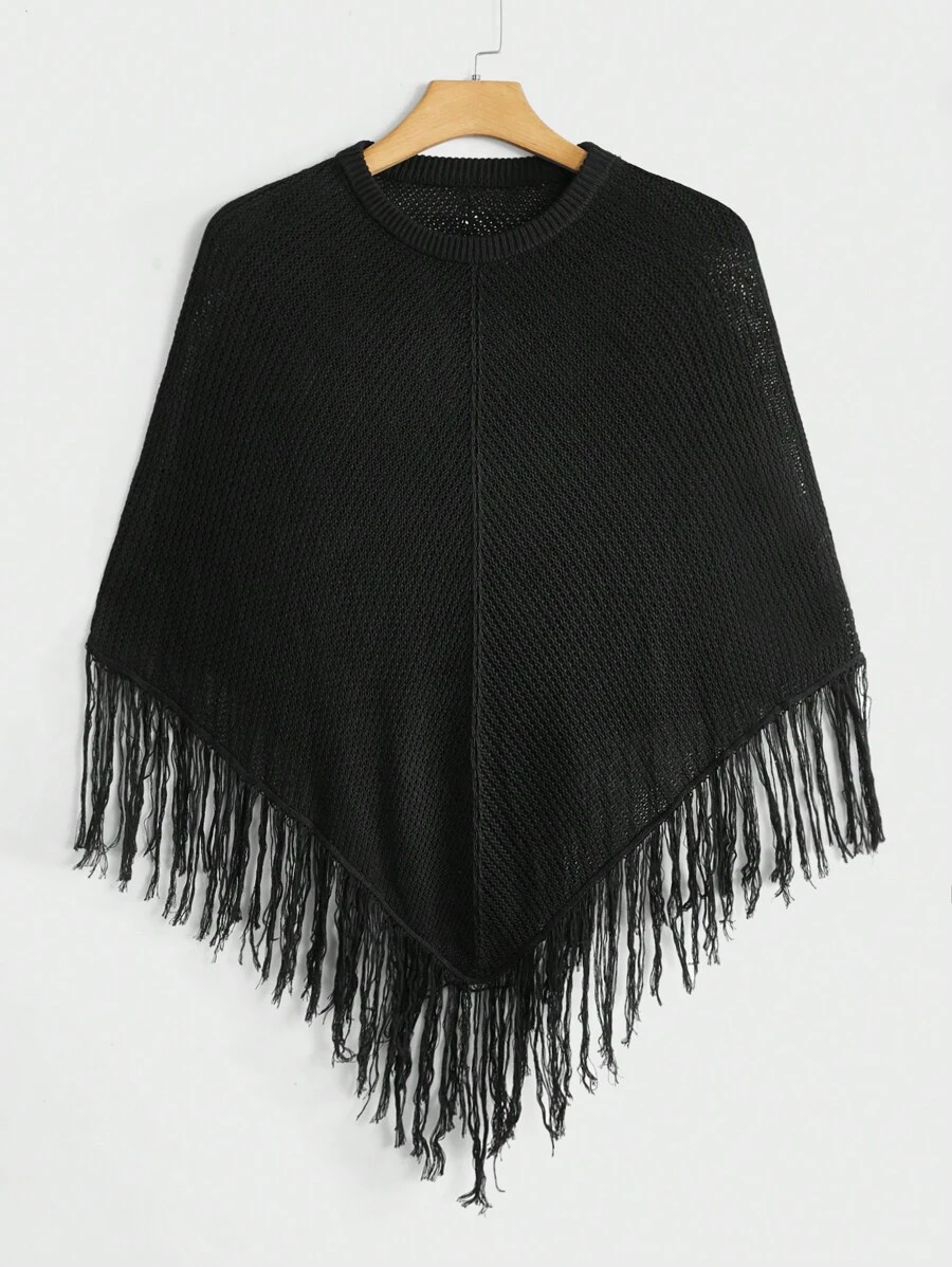 GENTILAND Áo dệt kim nam Bất đối xứng mép màu trơn Giải trí - màu đen - Xem 1