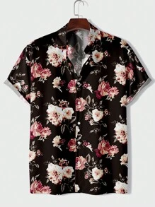 Manfinity Dauomo Men Allover Floral Print Shirt - Black - View 1