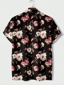 Manfinity Dauomo Men Allover Floral Print Shirt - Black - View 2