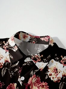 Manfinity Dauomo Men Allover Floral Print Shirt - Black - View 4