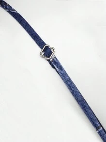 SHEIN Unity Váy yếm hở lưng in họa tiết chắp vá hiệu ứng denim - Nhiều màu - Xem 6