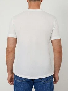 RueChic Hombres Camiseta con estampado de letra - Blanco - Ver 2