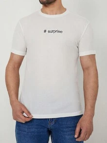 RueChic Hombres Camiseta con estampado de letra - Blanco - Ver 3