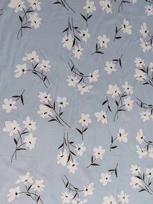 Floral Print Mandarin Collar Dress - Blue - View 4