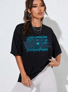 Drop Shoulder Tee - Black - View 1
