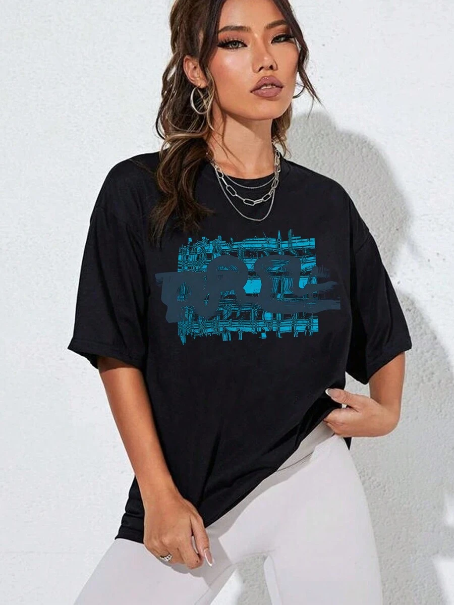 Drop Shoulder Tee - Black - View 1