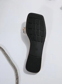 Damen Sandaletten mit Strass-Verzierung, modisch-bequeme französische Stil Strandpantoffeln, geeignet für Date, Urlaub, Strand, Lässig Zuhause