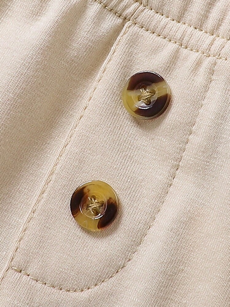 SHEIN Newborn Baby Boy 2pcs Button Front Joggers - Multicolor - View 6