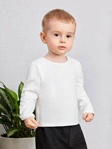 SHEIN 男嬰卡通和字母圖案T恤 - 白色 - 查看 7