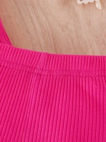 Baby Ruffle Trim Halter Top & Flare Leg Pants Set - Hot Pink - View 6