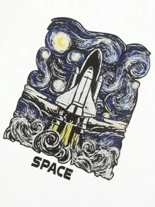 Manfinity EMRG Men Rocket & Letter Graphic Tee - White - View 4