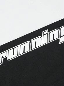 Manfinity Fitness Chaqueta deportiva tipo novio con capucha y cremallera, con estampado de letras, para hombre, informal, de manga larga, de color liso, chaqueta de chándal para hacer deporte - Negro - Ver 3