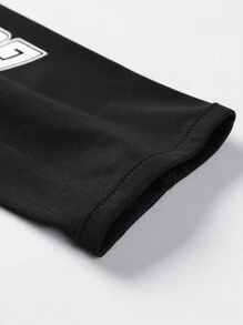 Manfinity Fitness Chaqueta deportiva tipo novio con capucha y cremallera, con estampado de letras, para hombre, informal, de manga larga, de color liso, chaqueta de chándal para hacer deporte - Negro - Ver 6