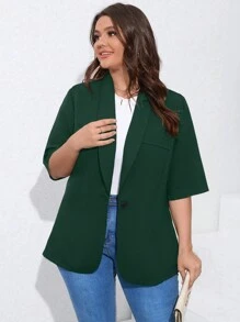 SHEIN LUNE Plus Shawl Collar Single Button Blazer