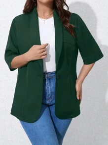 SHEIN LUNE Plus Shawl Collar Single Button Blazer