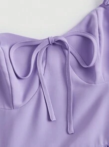 SHEIN MOD 荷葉邊前繫帶連衣裙 - 紫丁香色 - 查看 4