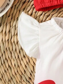 SHEIN Perso Play 嬰兒字母圖案荷葉邊戲服連體衣&帽