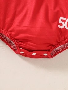 SHEIN Perso Play 嬰兒字母圖案荷葉邊戲服連體衣&帽