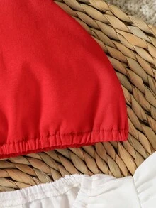 SHEIN Perso Play 嬰兒字母圖案荷葉邊戲服連體衣&帽