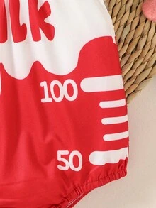 SHEIN Perso Play 嬰兒字母圖案荷葉邊戲服連體衣&帽