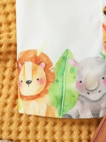 嬰兒男童動物印花襯衫與斜口口袋短褲 - 彩色 - 查看 5
