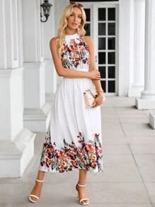 GENKIRA Floral Print Halter Neck Dress - Multicolor - View 7