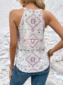 SHEIN LUNE Áo khoác và áo lót dành cho xe tăng nữ Hình học Bộ lạc Giải trí - Hồng - Xem 2